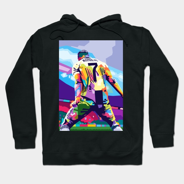 Cristiano Ronaldo Celebration Wpap Pop Art Hoodie by Zet Art